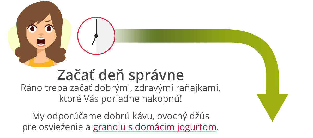 Začít den dobře Ráno je potřeba začít dobrou zdravou snídaní, která Vás pořádně nakopne! My doporučujeme dobrou kávu, ovocný džus pro osvěžení a granolu s domácím jogurtem.